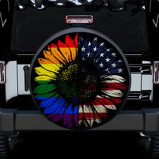 LGBT USA America Sunflower Jeep Car Spare Tire Cover