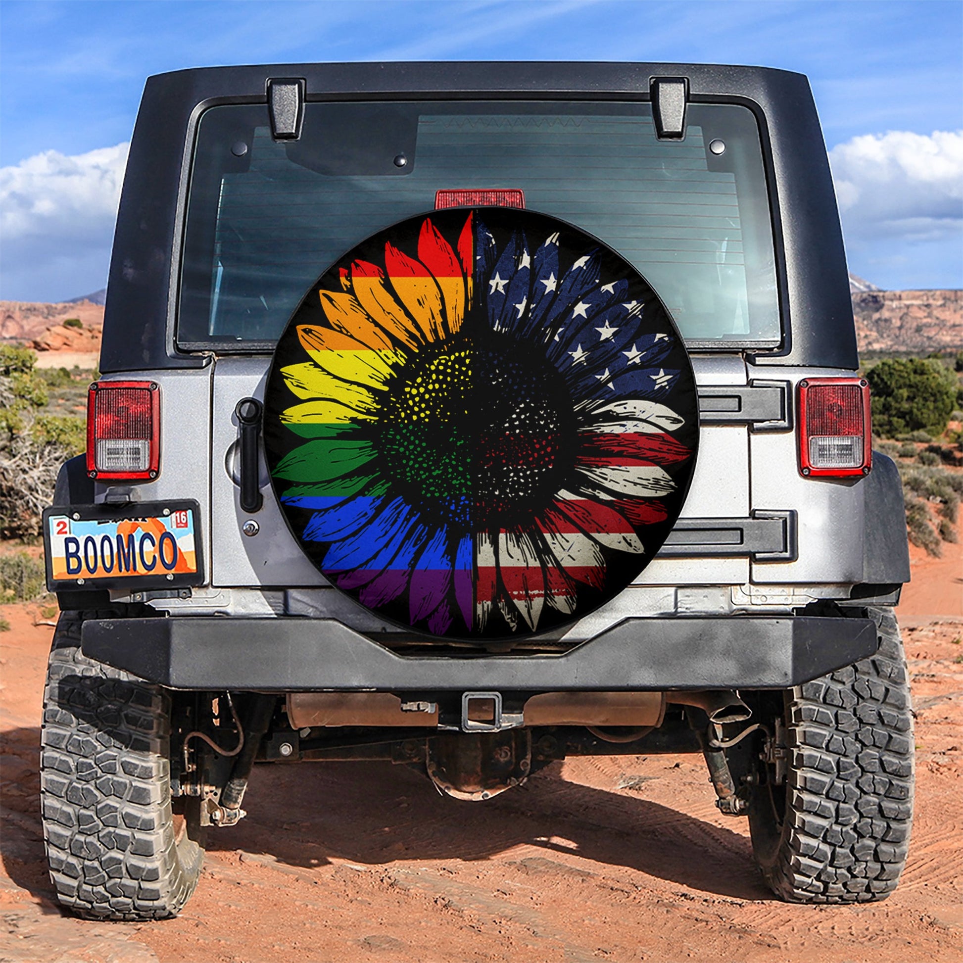 LGBT USA America Sunflower Jeep Car Spare Tire Cover