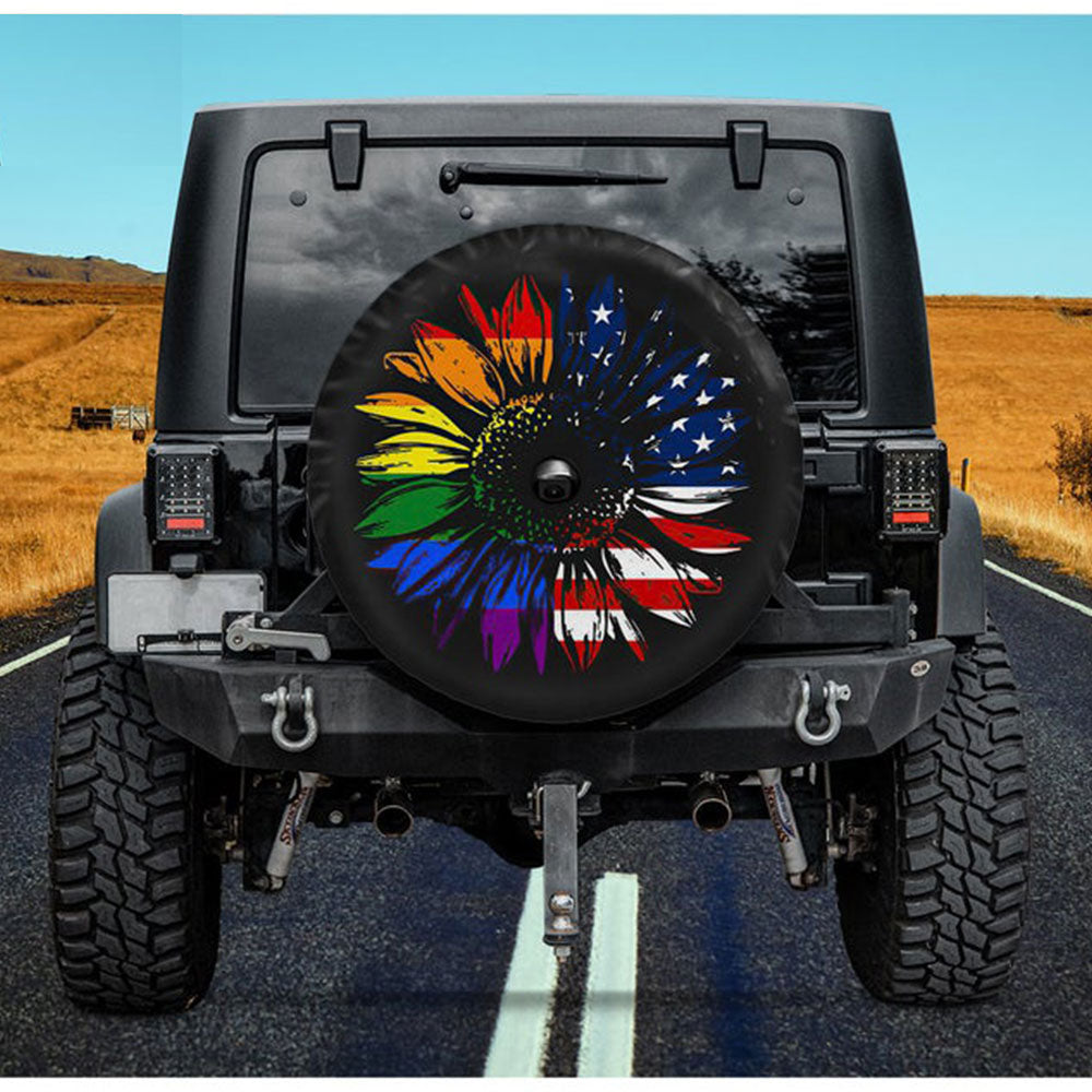 LGBT USA America Sunflower Jeep Car Spare Tire Cover