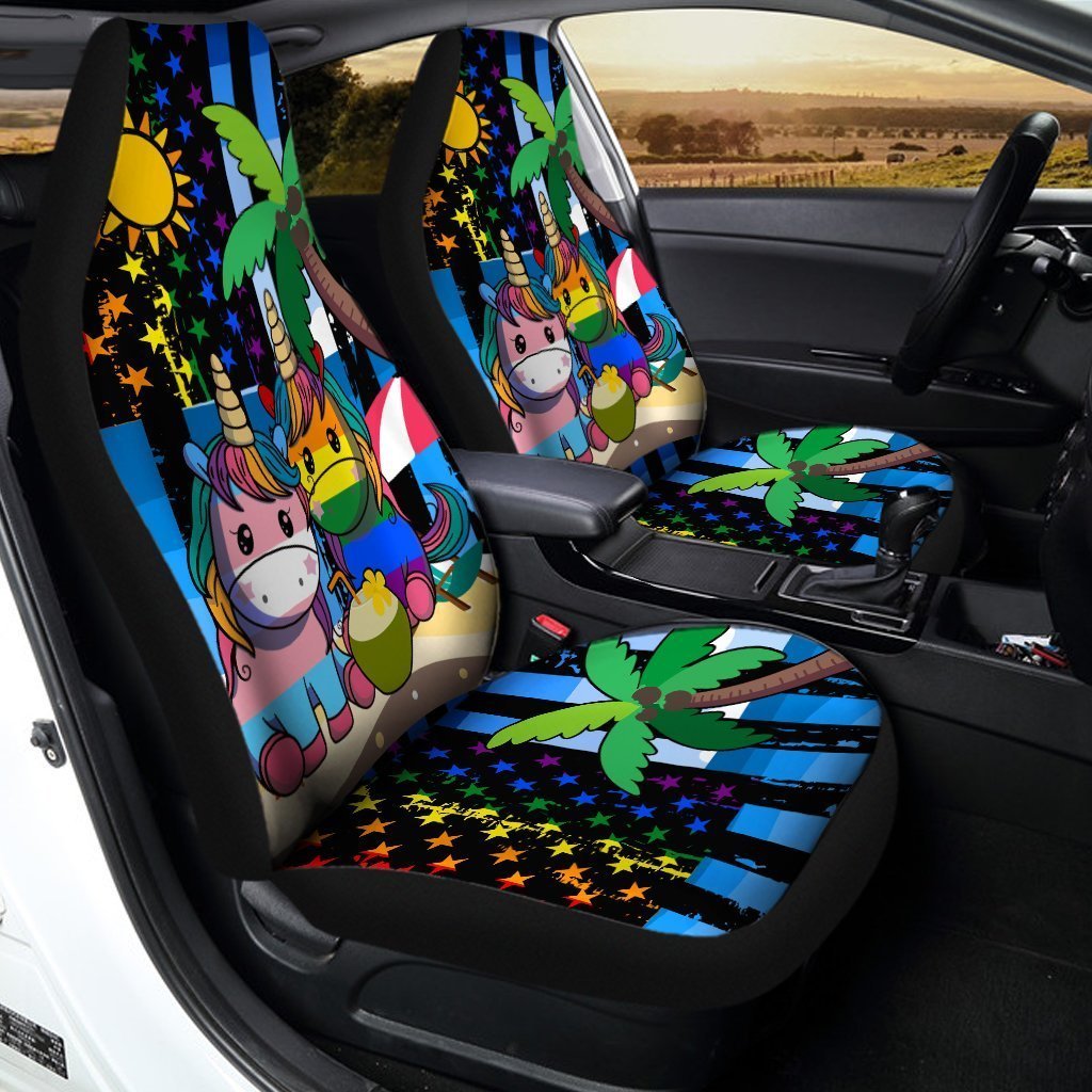 LGBT Unicorn Car Seat Covers Custom LGBT American Flag Car Accessories