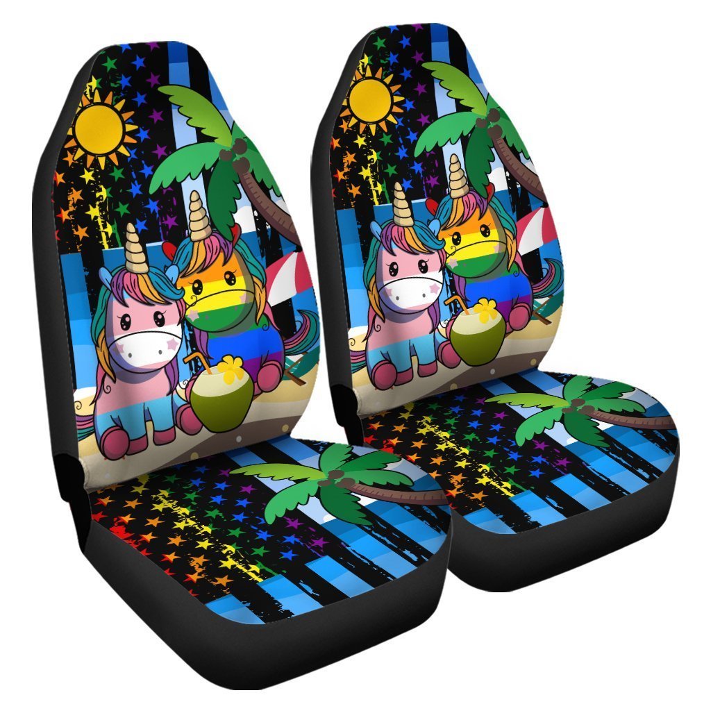 LGBT Unicorn Car Seat Covers Custom LGBT American Flag Car Accessories
