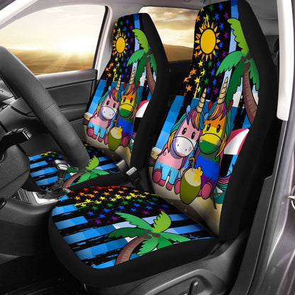 LGBT Unicorn Car Seat Covers Custom LGBT American Flag Car Accessories