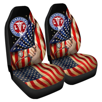 LPN Nurse Car Seat Covers Custom American Flag Car Accessories Meaningful
