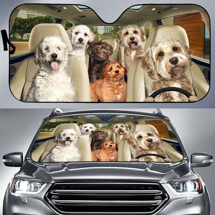 Labradoodle Car All Over Printed 3D Sun Shade