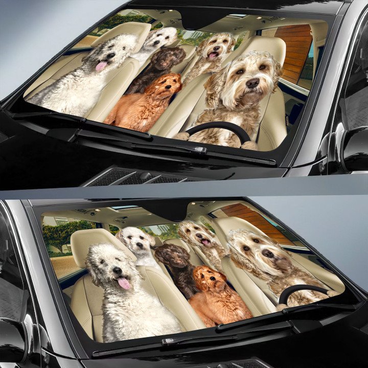 Labradoodle Car All Over Printed 3D Sun Shade