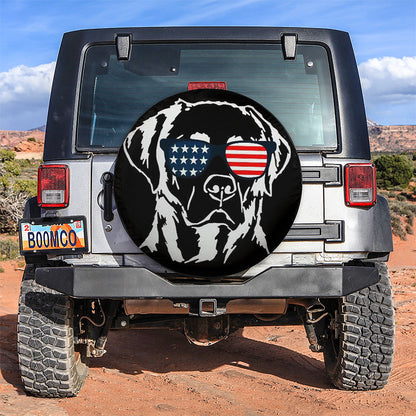 Labrador Dog US Flag Glasses Jeep Car Spare Tire Cover