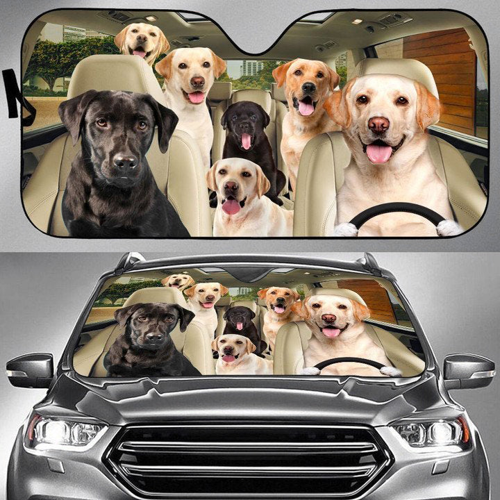 Labrador Retriever Car All Over Printed 3D Sun Shade