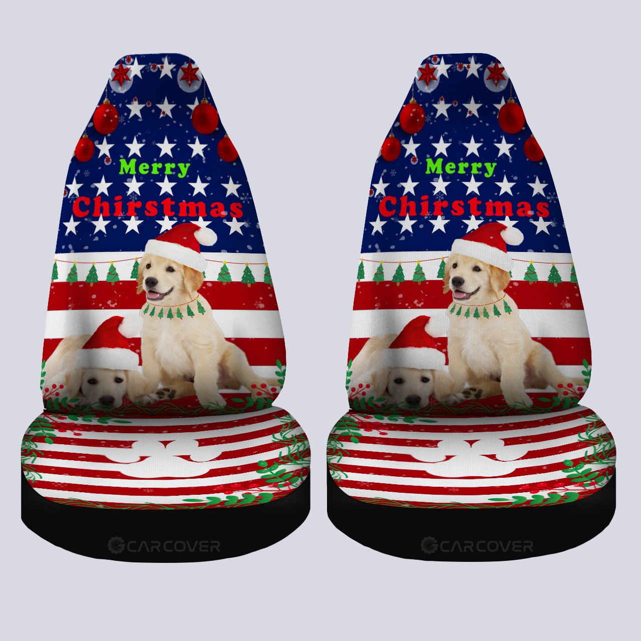 Labrador Retrievers Car Seat Covers Custom Christmas Dog Car Accessories
