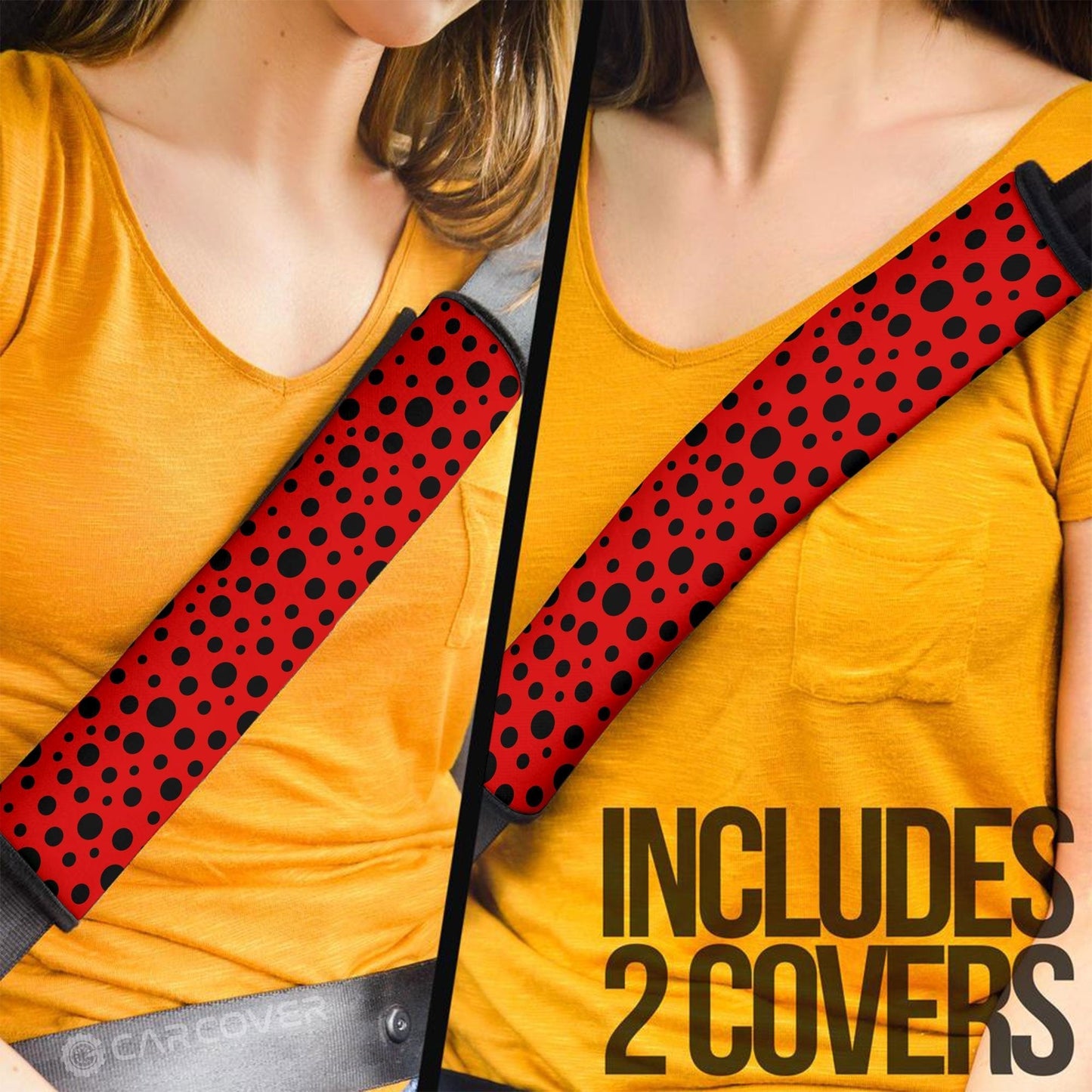 Lady Bug Seat Belt Covers Custom Animal Skin Printed Car Interior Accessories