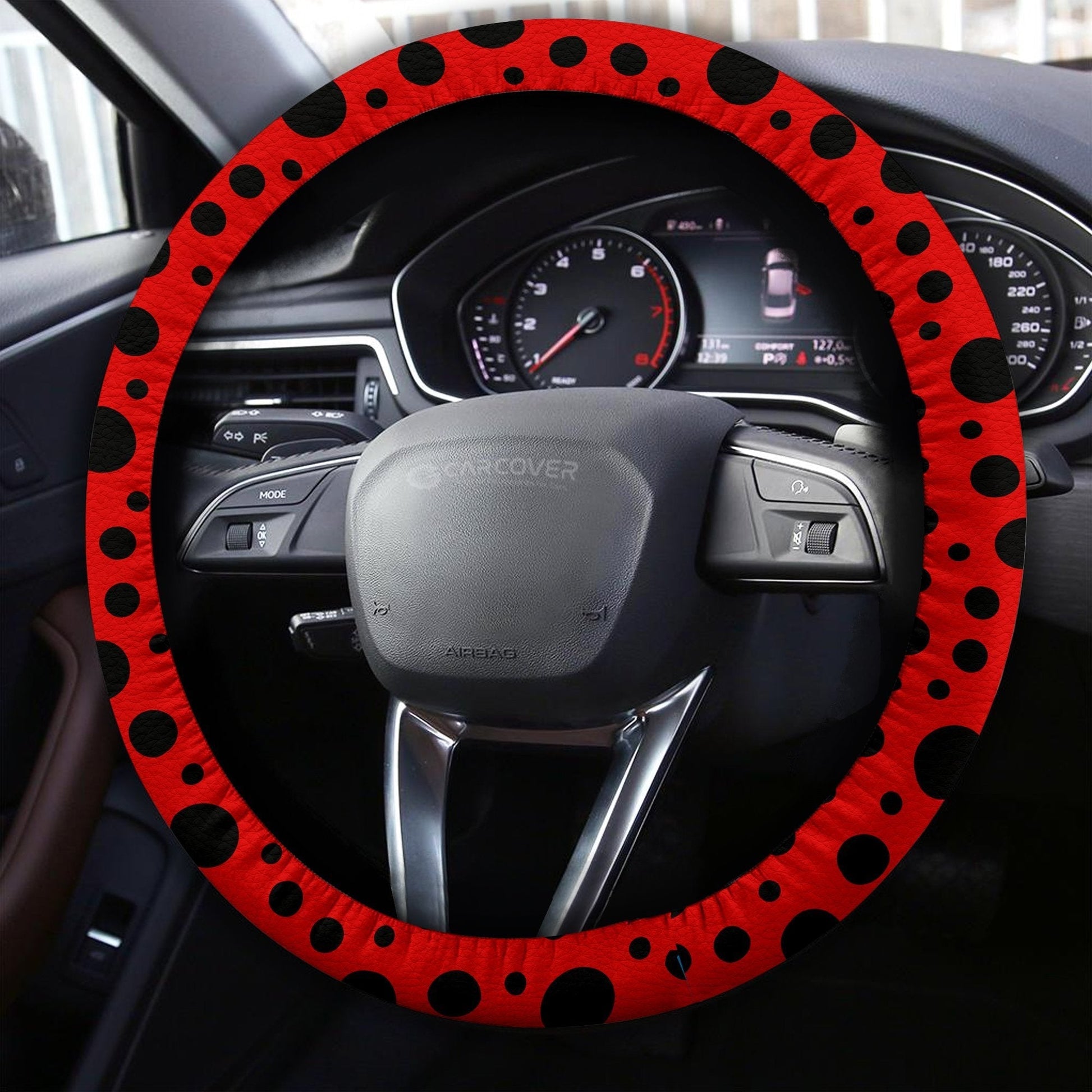 Lady Bug Steering Wheel Cover Custom Animal Skin Printed Car Interior Accessories