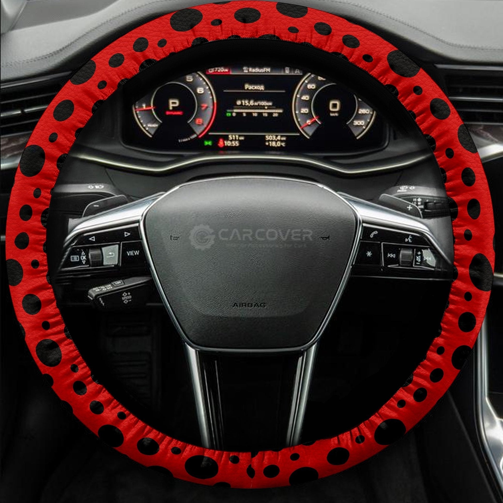 Lady Bug Steering Wheel Cover Custom Animal Skin Printed Car Interior Accessories
