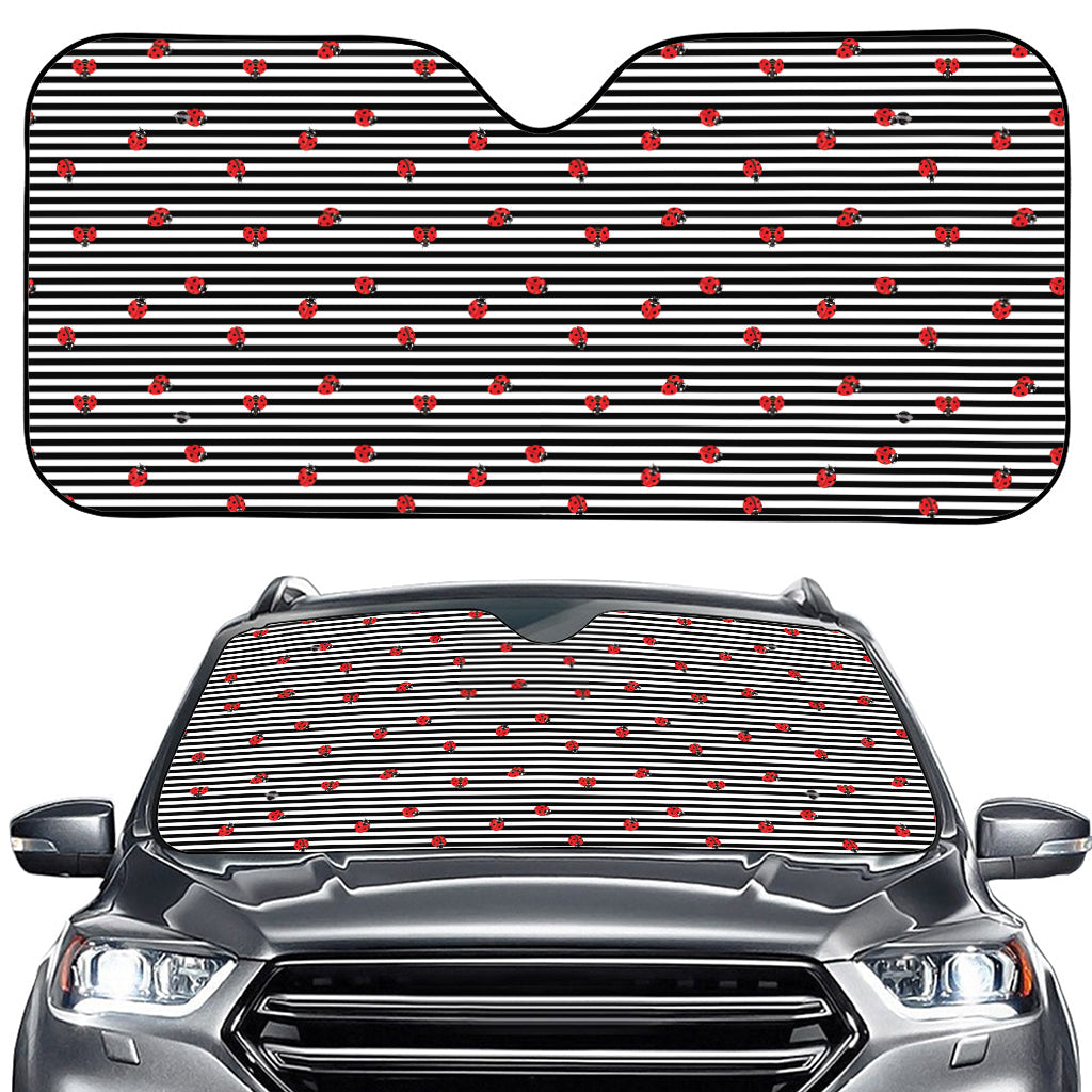 Ladybug Striped Pattern Print Car Windshield Sun Shade