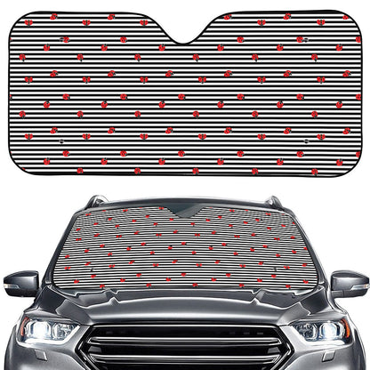 Ladybug Striped Pattern Print Car Windshield Sun Shade