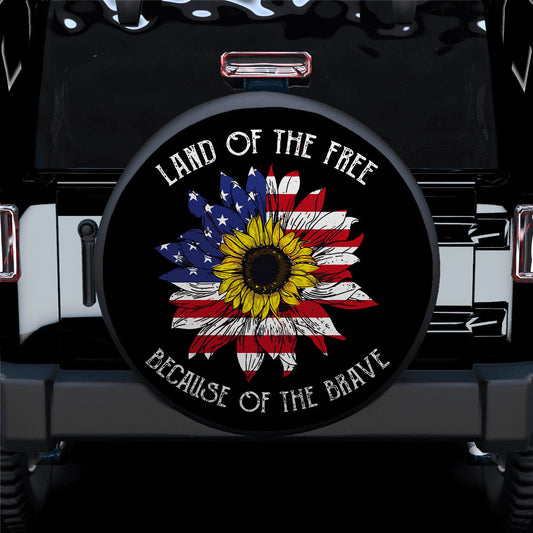 Land Of The Free America Sunflower Flag Jeep Car Spare Tire Cover