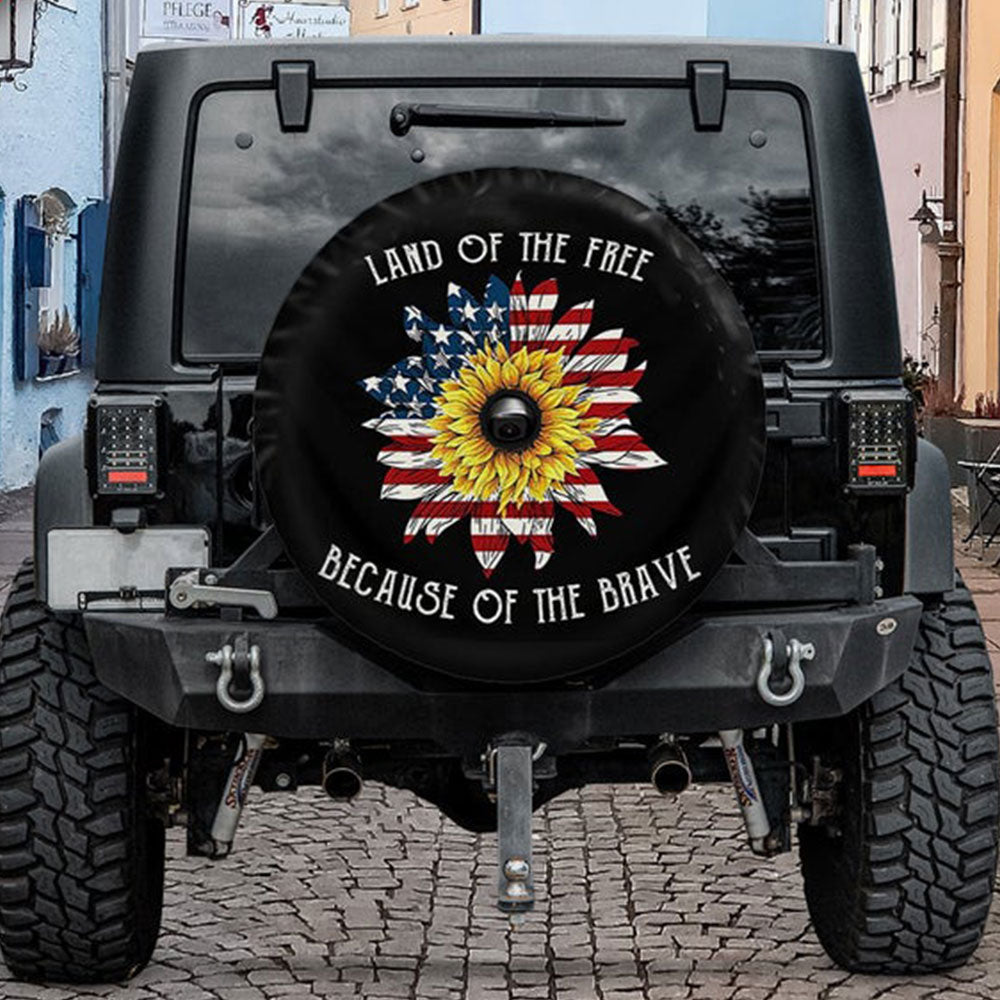 Land Of The Free America Sunflower Flag Jeep Car Spare Tire Cover