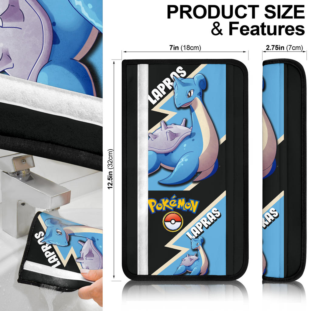 Lapras Car Seat Belt Covers Custom Anime Car Accessories