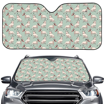 Laurel Green Bull Terrier Pattern Print Car Windshield Sun Shade