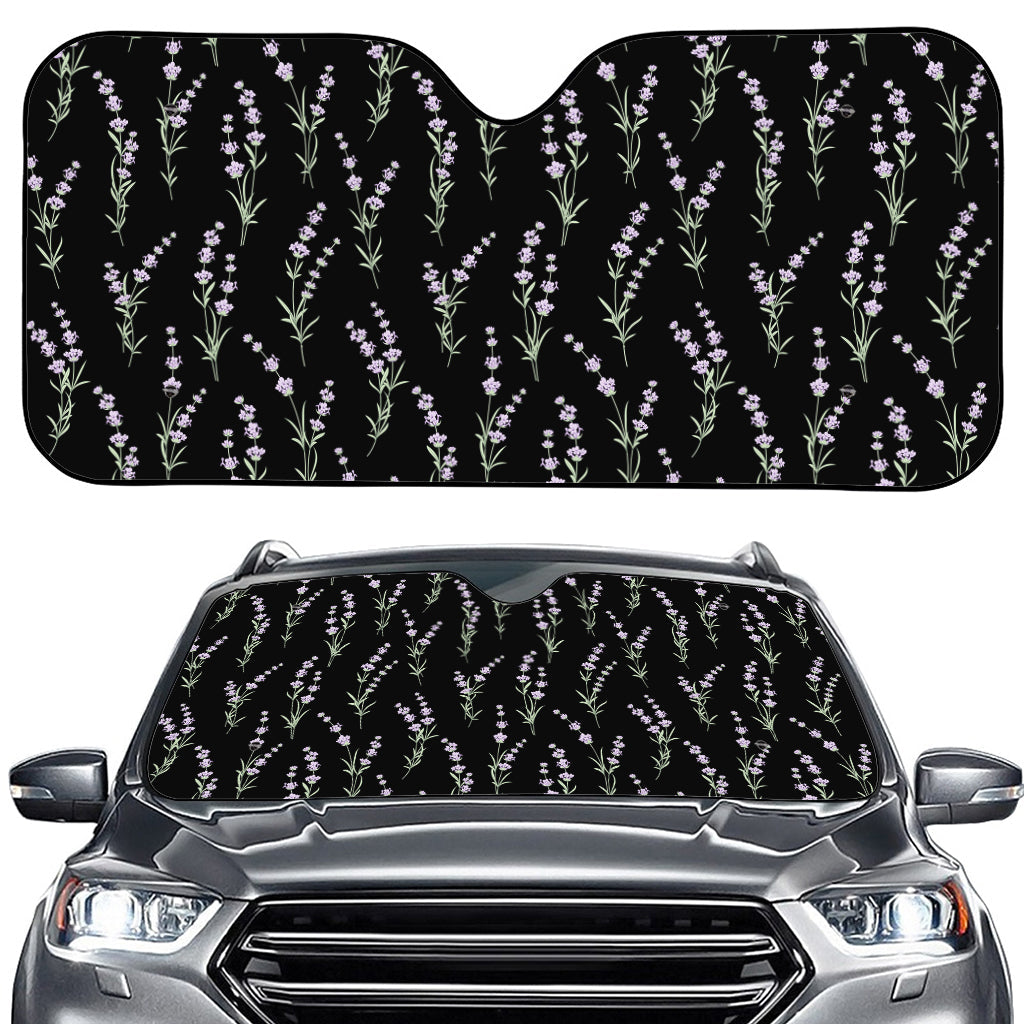Lavender Flowers Pattern Print Car Windshield Sun Shade