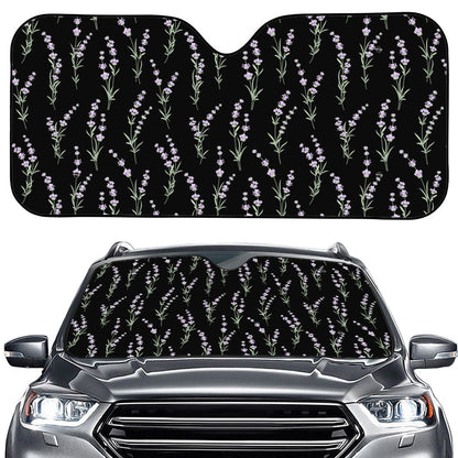 Lavender Flowers Pattern Print Car Windshield Sun Shade