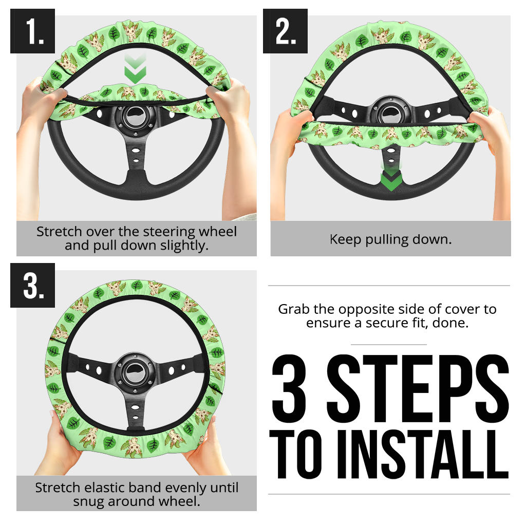 Leafeon Eevee Evolution Car Steering Wheel Cover