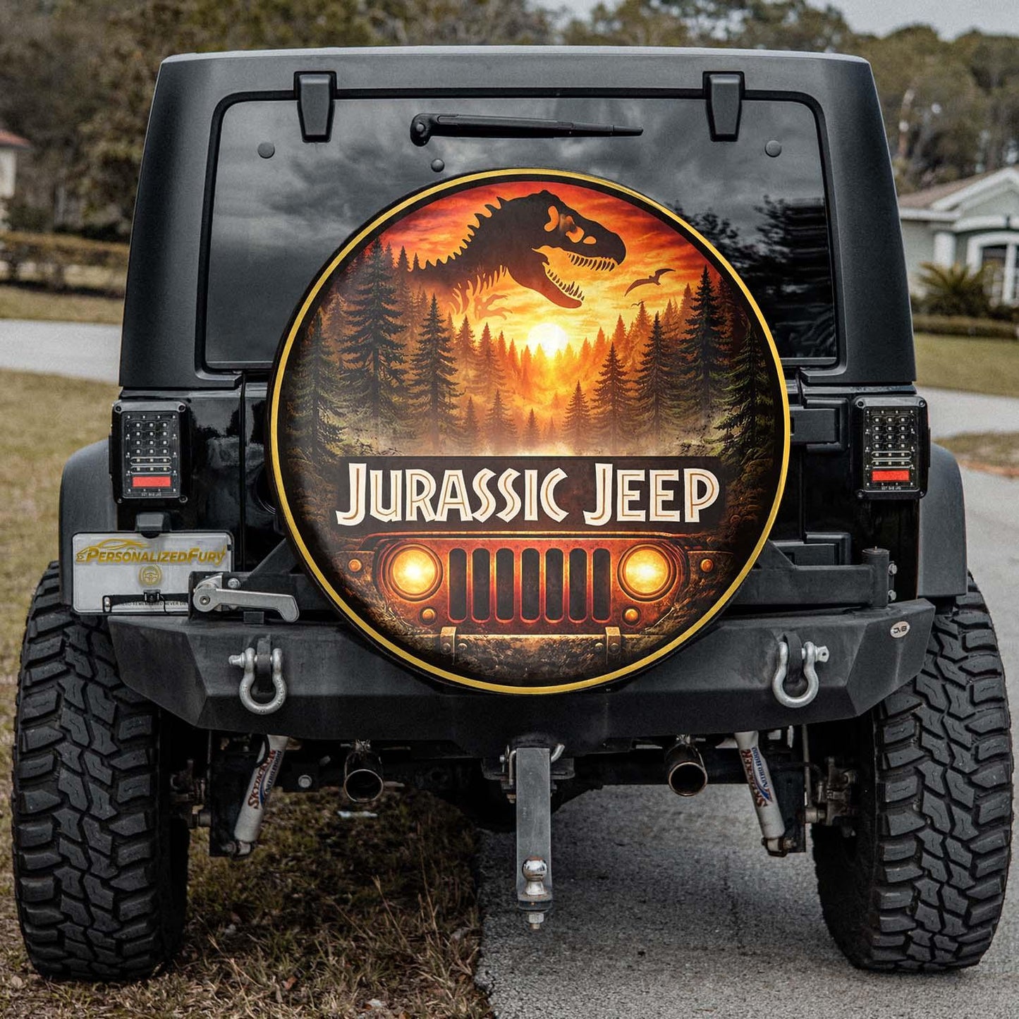 Leather Jeep Spare Tire Cover – Jurassic Park Wheel Cover - Car Accessories - PersonalizedFury