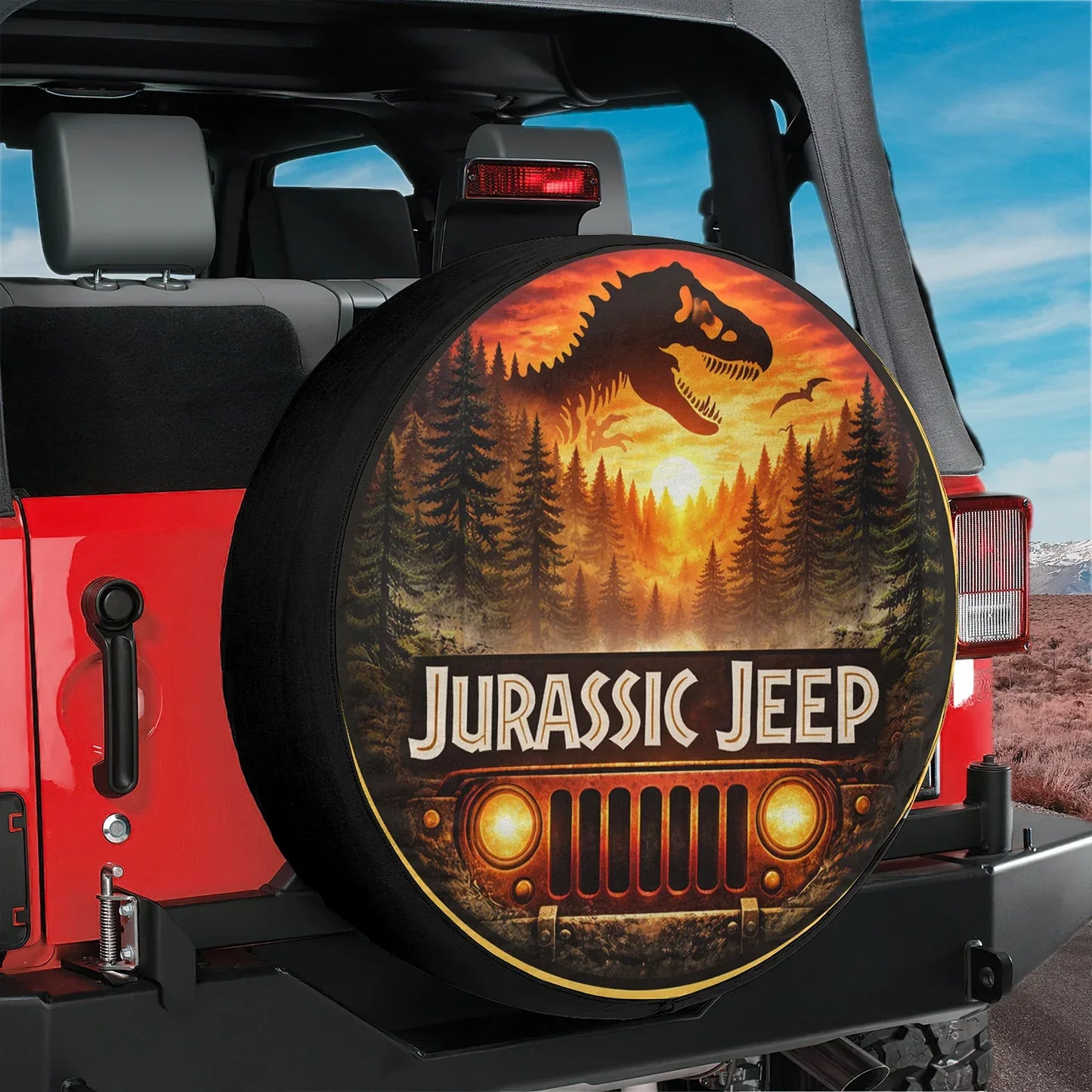 Leather Jeep Spare Tire Cover – Jurassic Park Wheel Cover - Car Accessories - PersonalizedFury