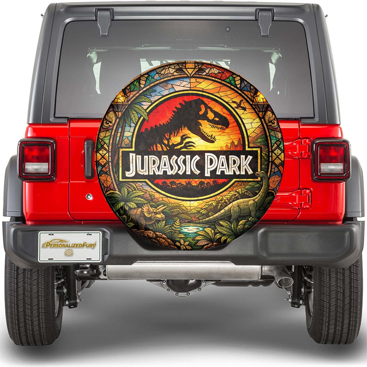 Leather Spare Tire Cover – Jurassic Park Wheel Cover Edition - Image 1