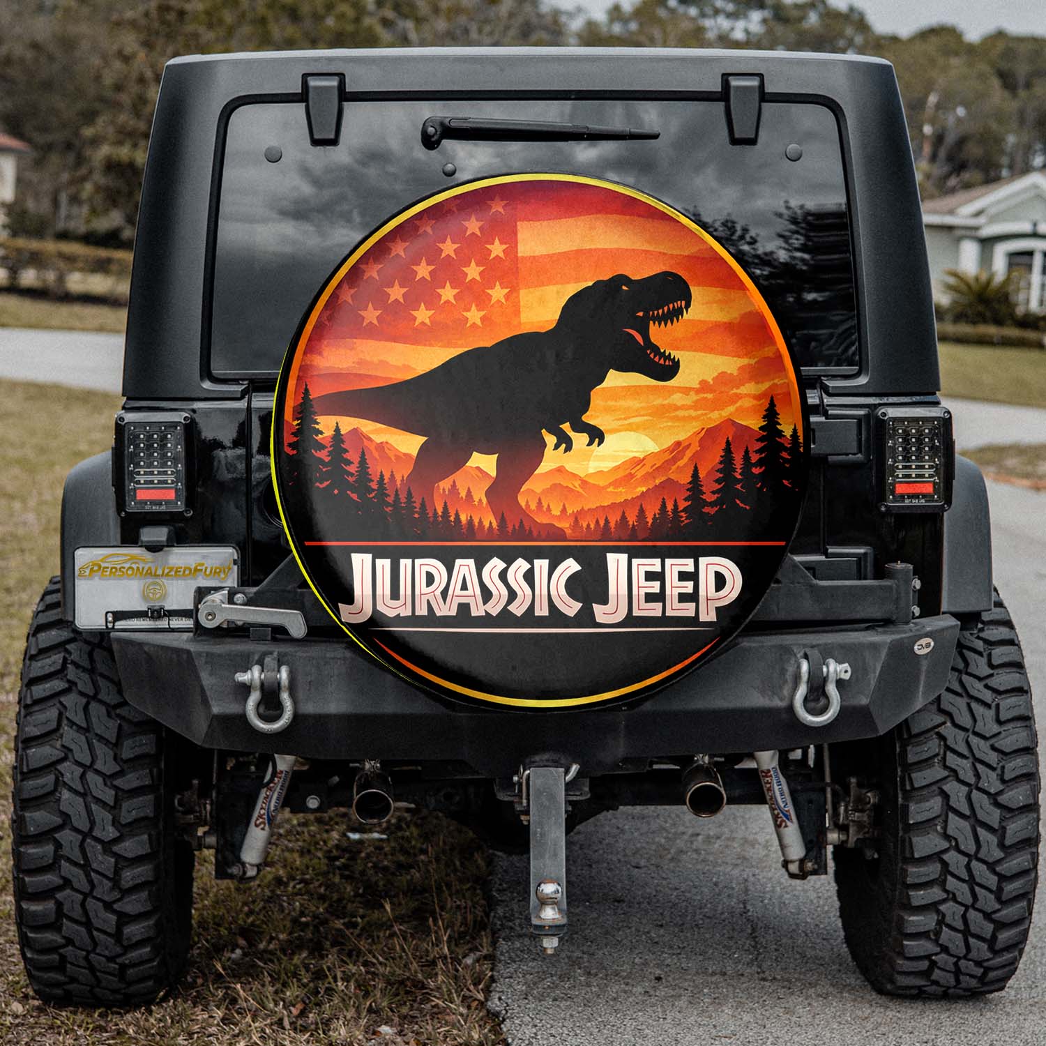 Leather Spare Tire Cover – Jurassic Park Wheel Cover - Image 1
