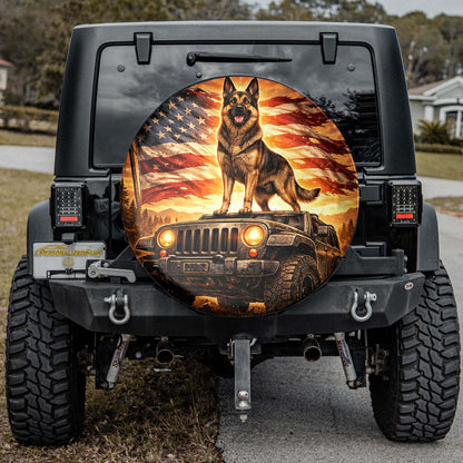 Leather Spare Tire Cover with German Shepherd - Car Accessories