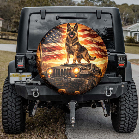 Leather Spare Tire Cover with German Shepherd - Car Accessories