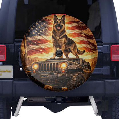 Leather Spare Tire Cover with German Shepherd - Car Accessories