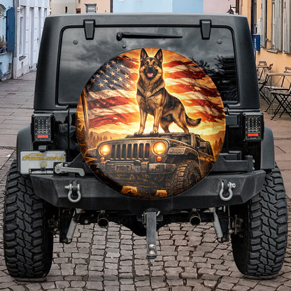 Leather Spare Tire Cover with German Shepherd - Car Accessories
