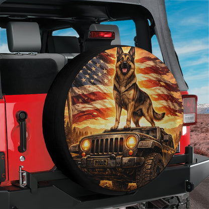 Leather Spare Tire Cover with German Shepherd - Car Accessories