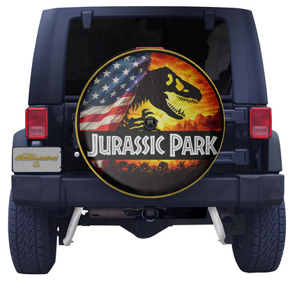 Leather Wheel Cover Spare Tire Cover – Jurassic Park Usa Flag Style - Image 3