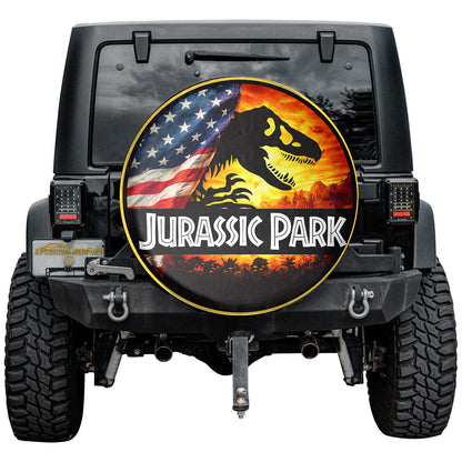 Leather Wheel Cover Spare Tire Cover – Jurassic Park Usa Flag Style - Image 4