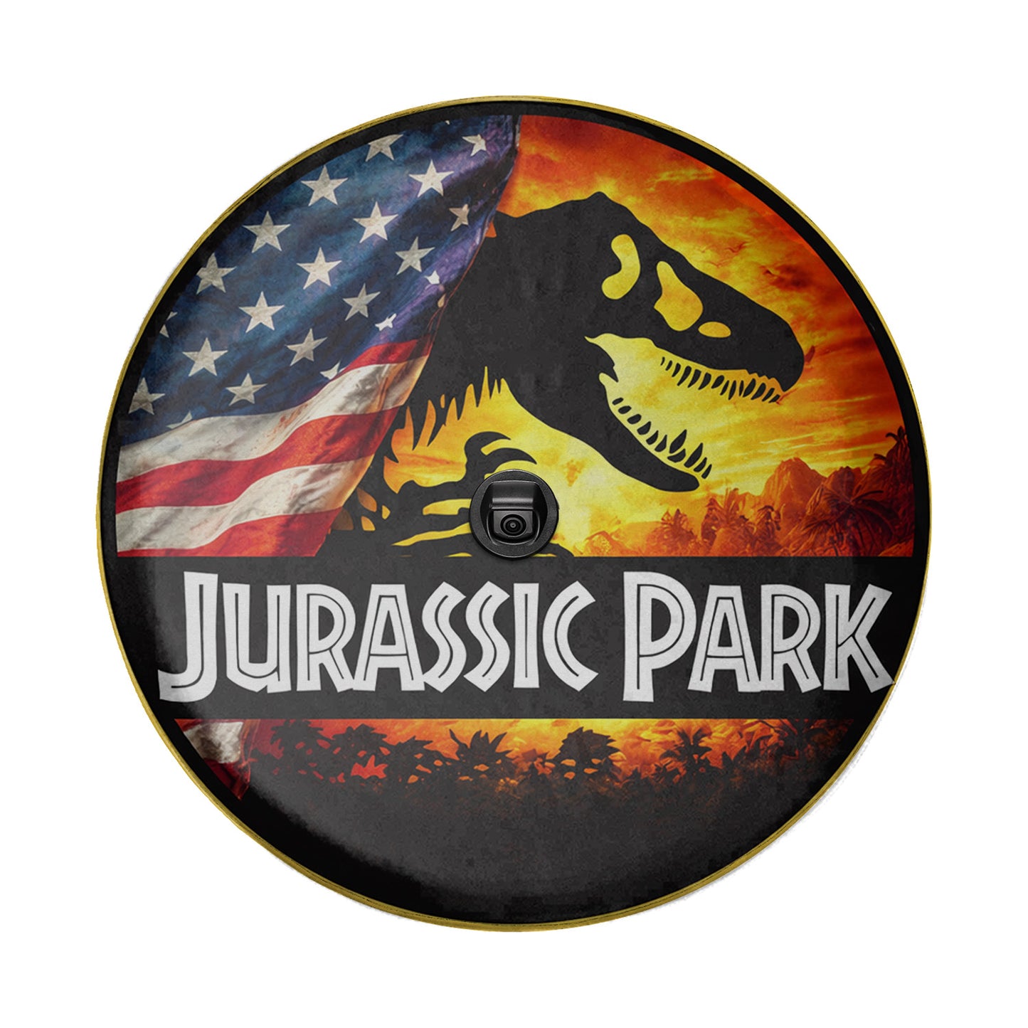 Leather Wheel Cover Spare Tire Cover – Jurassic Park Usa Flag Style - Image 5