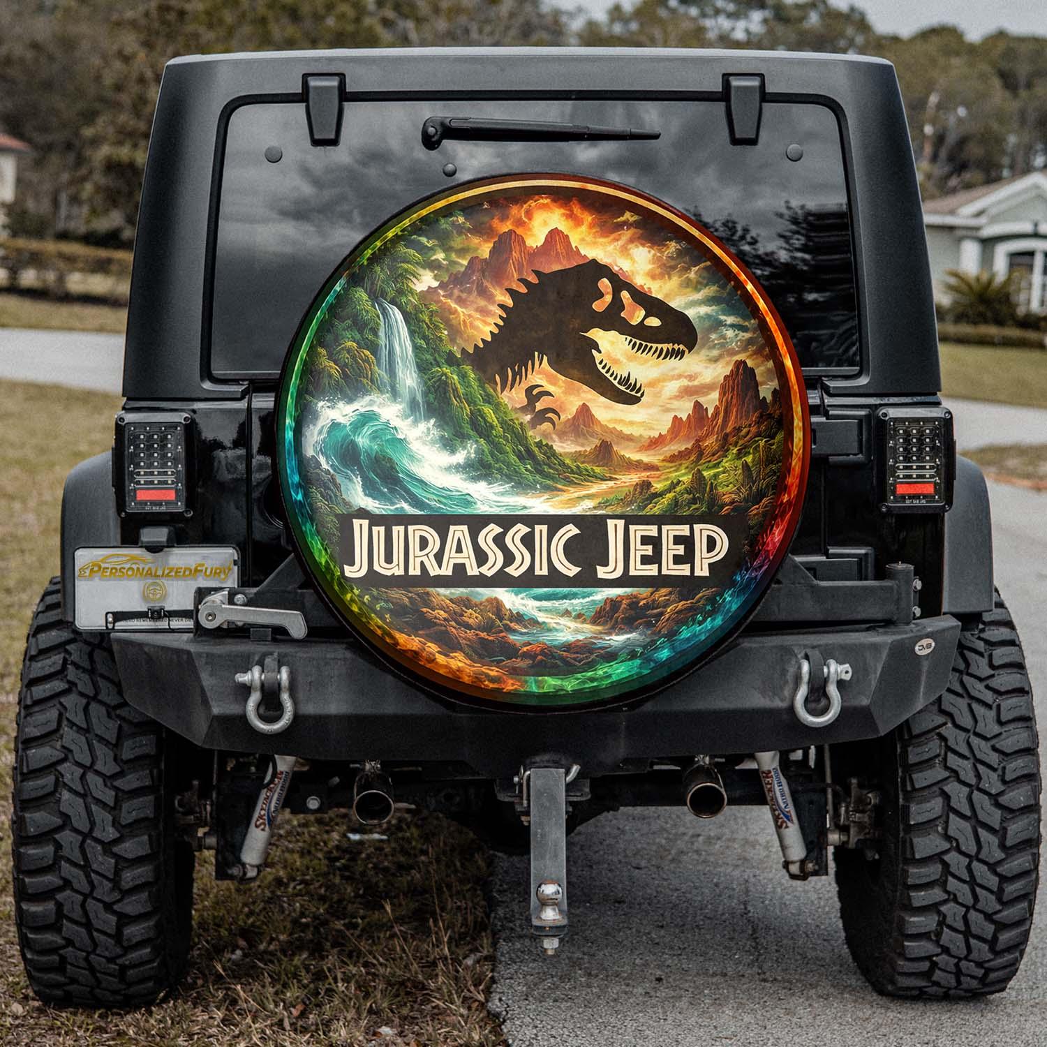 Leather Wheel Cover for Jeep – Jurassic Park Spare Tire Cover - PersonalizedFury