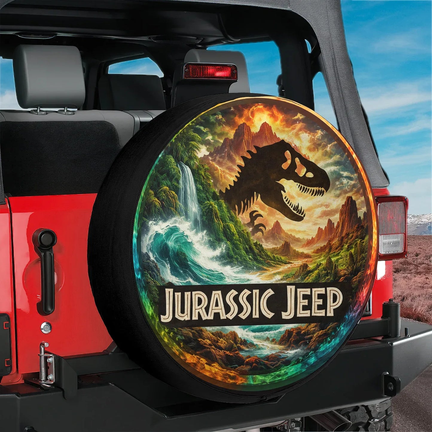 Leather Wheel Cover for Jeep – Jurassic Park Spare Tire Cover - PersonalizedFury