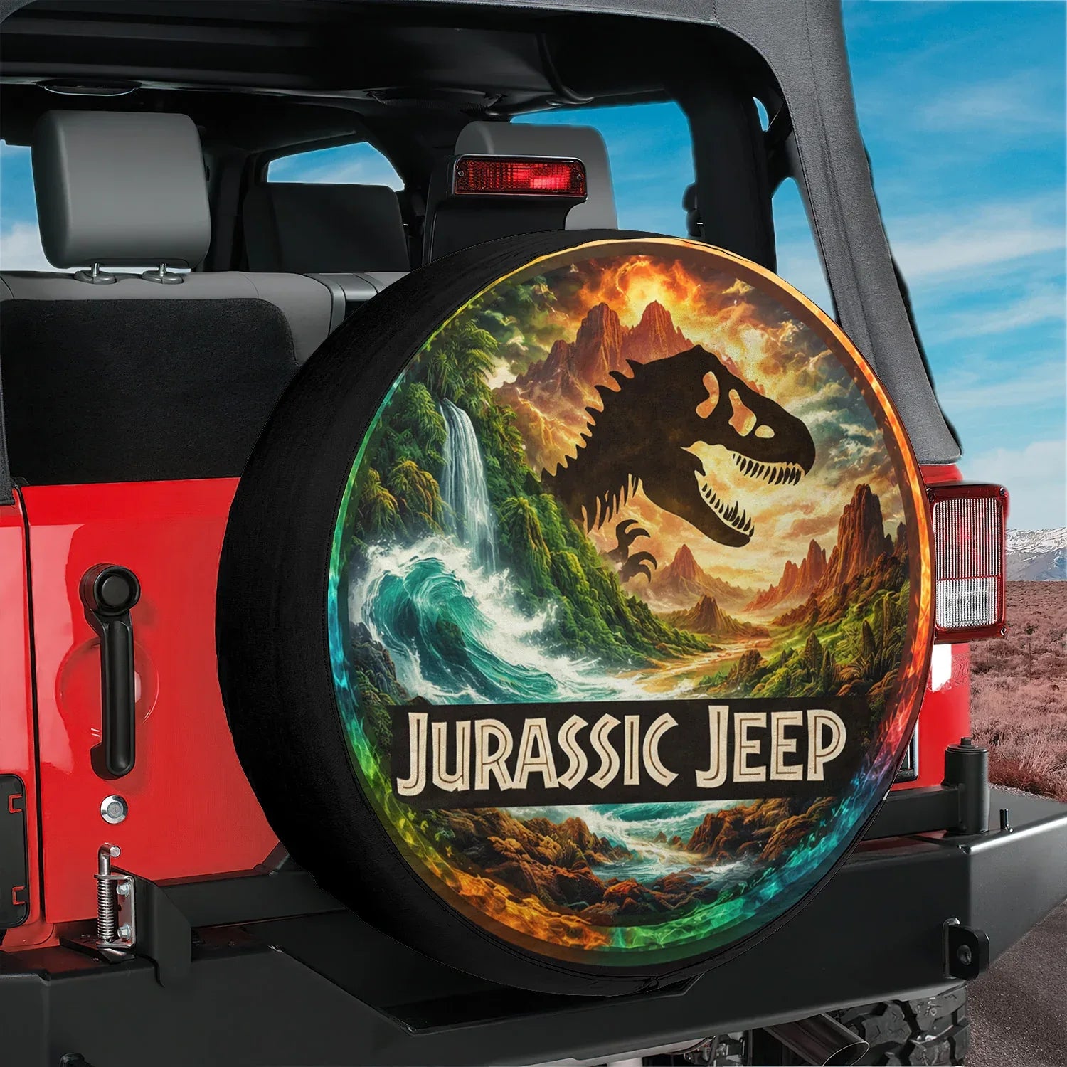 Leather Wheel Cover for Jeep – Jurassic Park Spare Tire Cover - PersonalizedFury
