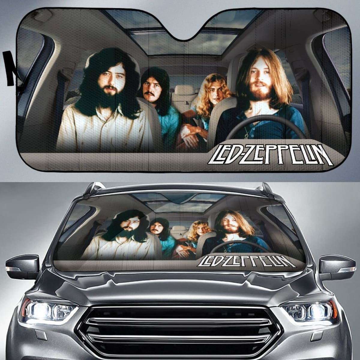 Led Zeppelin Car Sun Shade Rock Band Sun Visor Fan Universal Fit 174503