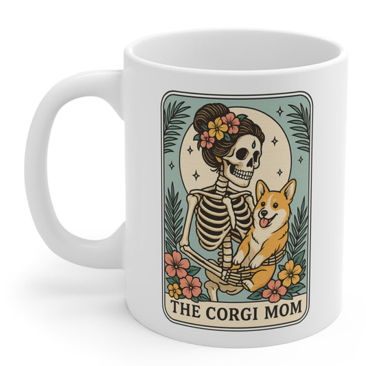 Corgi Mom Skeleton Coffee Mug – Funny Halloween Gift For Corgi Lovers