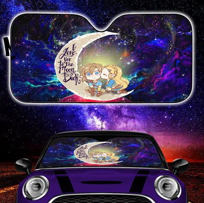 Legend Of Zelda Couple Chibi Love You To The Moon Galaxy Car Auto Sunshades