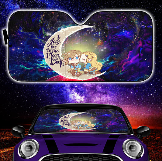 Legend Of Zelda Couple Chibi Love You To The Moon Galaxy Car Auto Sunshades
