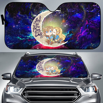 Legend Of Zelda Couple Chibi Love You To The Moon Galaxy Car Auto Sunshades