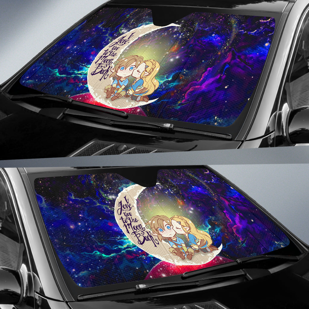 Legend Of Zelda Couple Chibi Love You To The Moon Galaxy Car Auto Sunshades