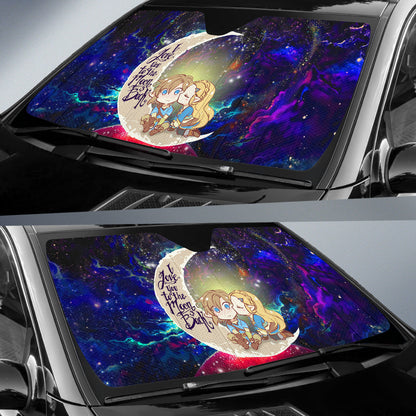 Legend Of Zelda Couple Chibi Love You To The Moon Galaxy Car Auto Sunshades