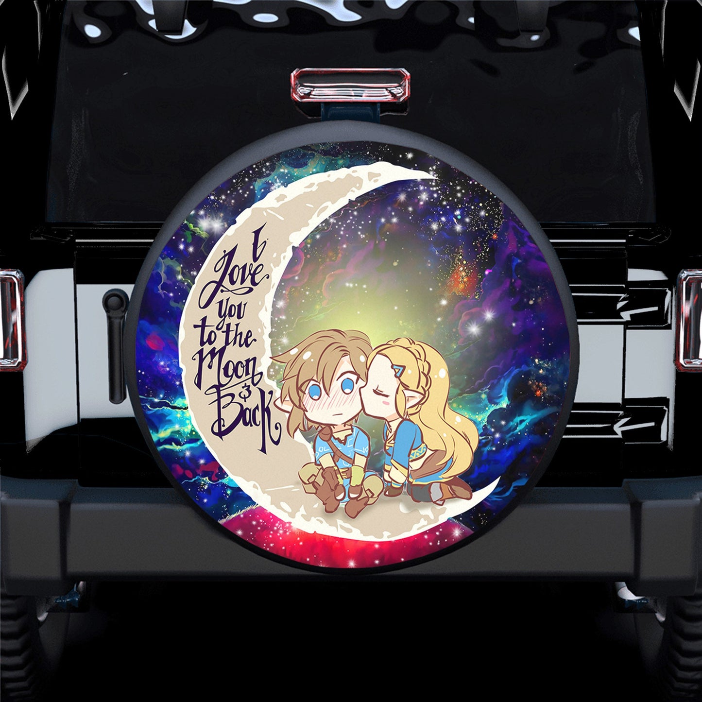 Legend Of Zelda Couple Chibi Love You To The Moon Galaxy Spare Tire Cover