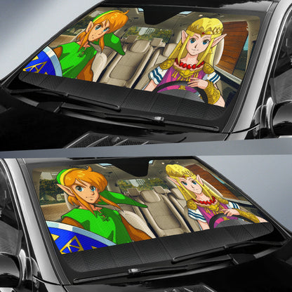 Legend Of Zelda Link And Zelda Classic Car Auto Sunshades