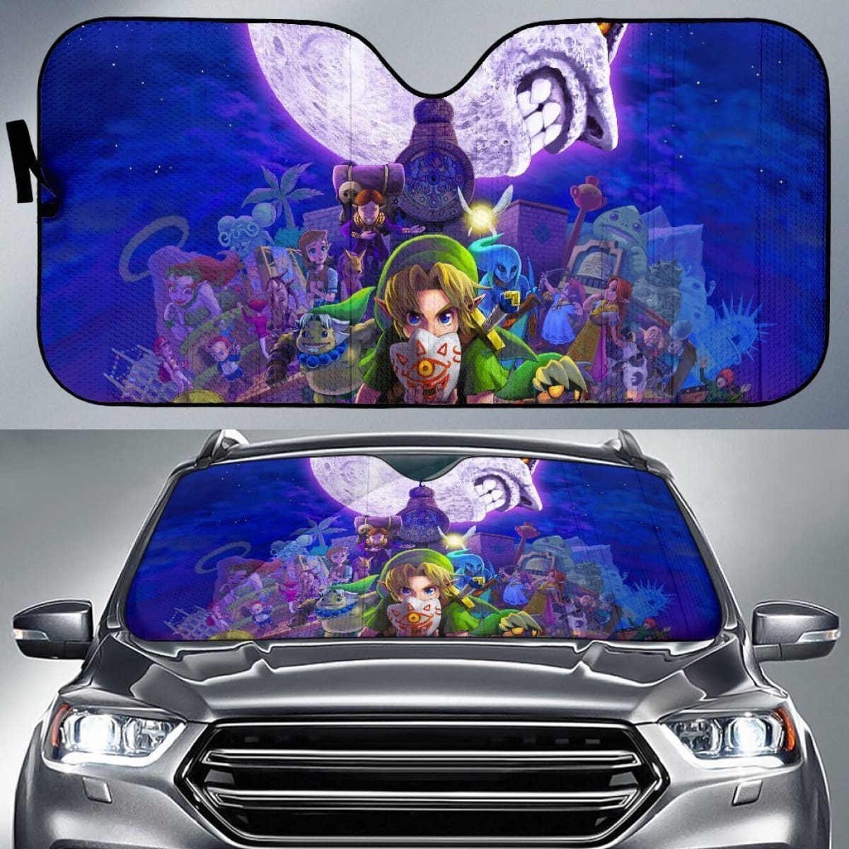 Legend Of Zelda Majora'S 3D Blue Full Character Auto Sun Shades Lt02 Universal Fit 111204