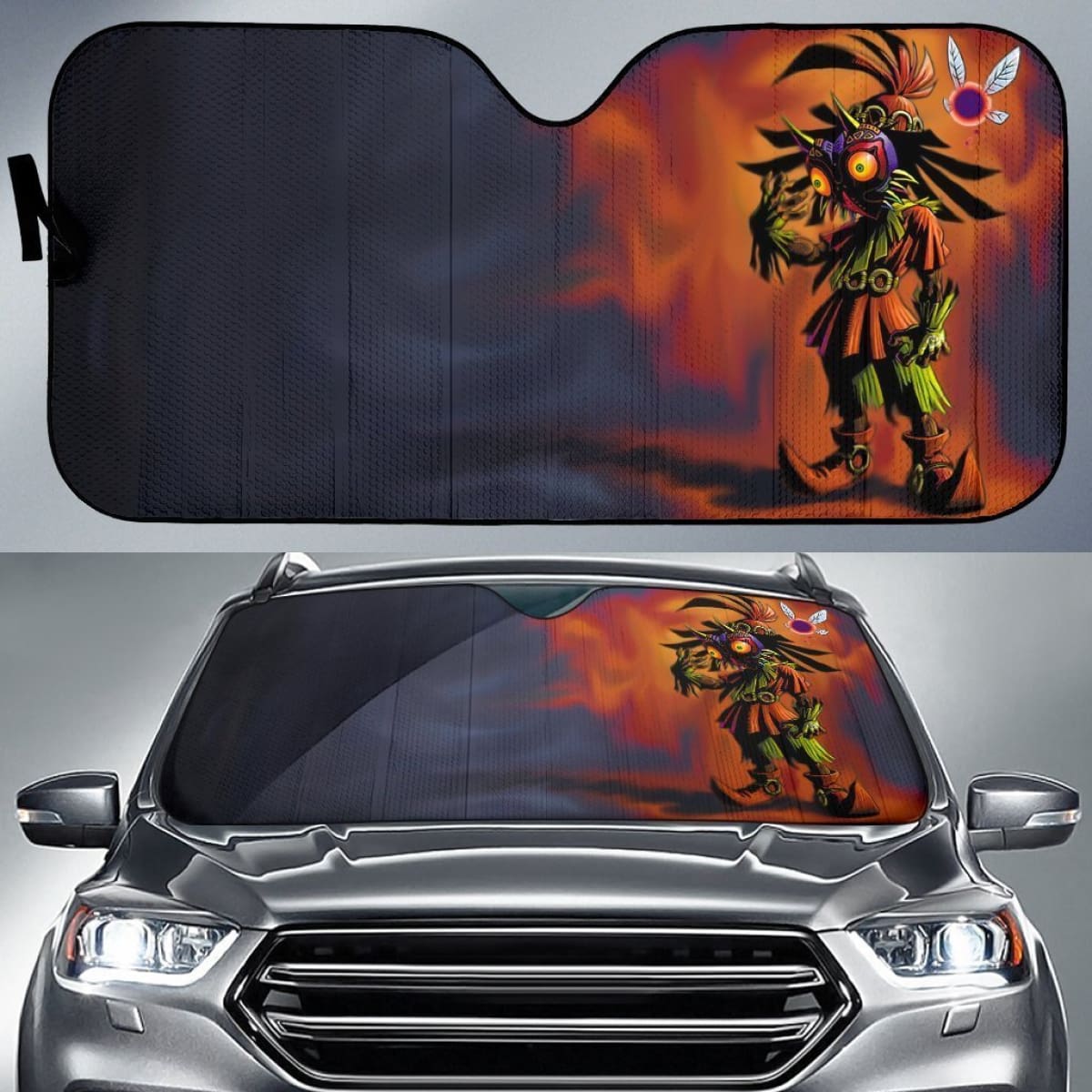 Legend Of Zelda Skull Kid Orange Auto Sun Shades Lt02 Universal Fit 111204